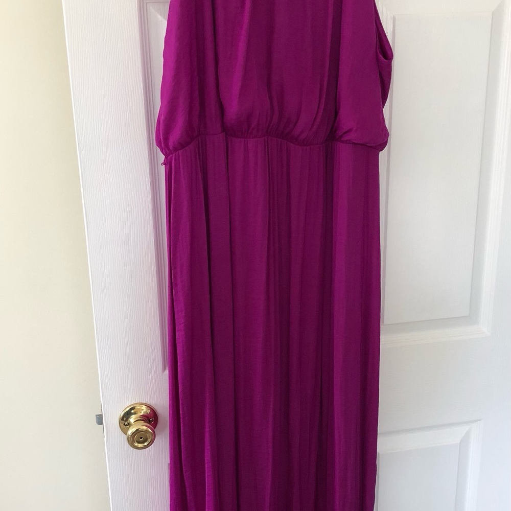 Jennifer Lopez Magenta Maxi Dress Size 2X Regal Vibrant Grecian Vibe Flowing - Picture 10 of 10